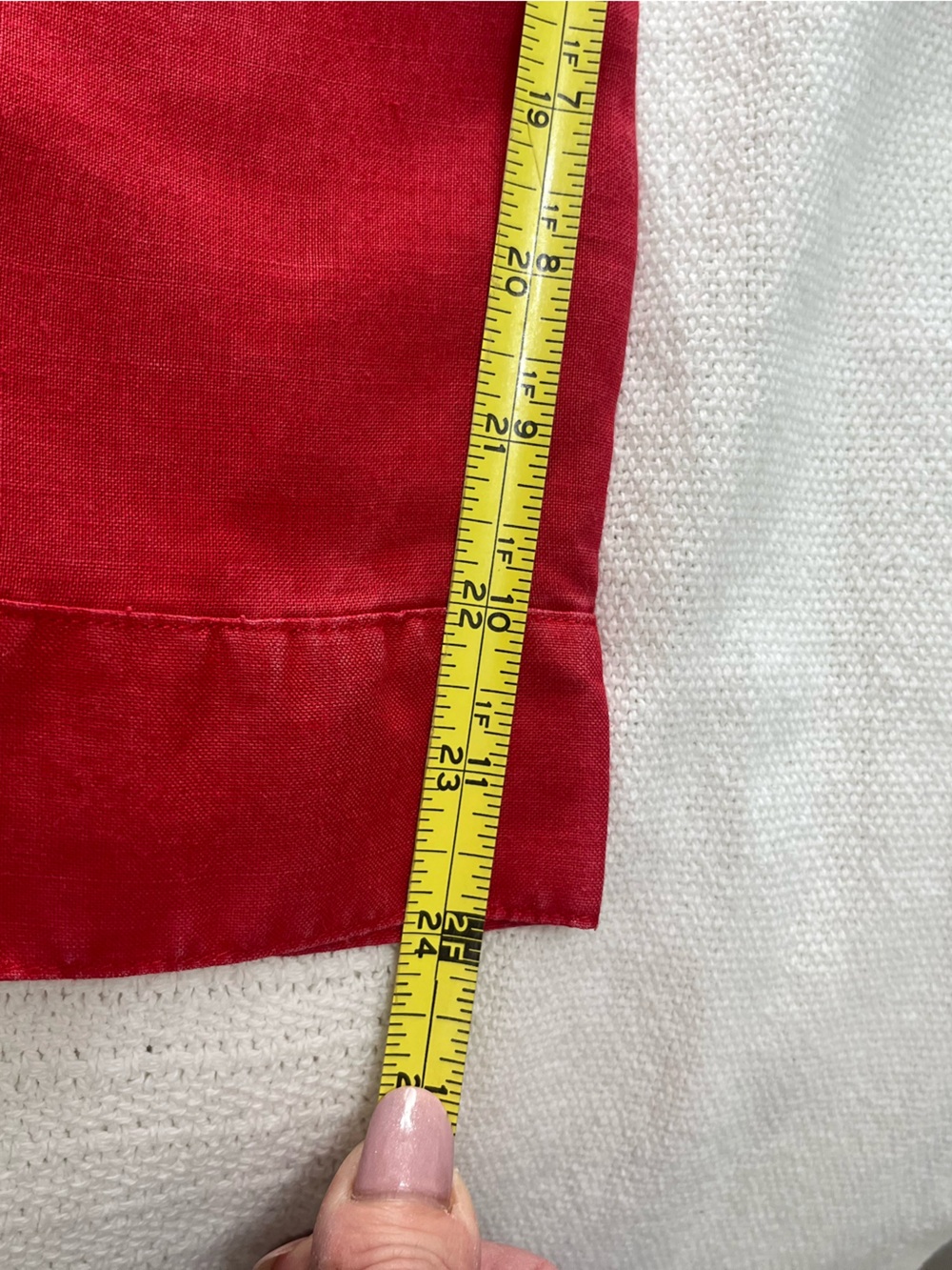 Red Linen Button-Up Shirt - Picture 6 of 7